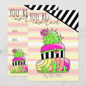 "Du bist eingeladen" Neon-Kaktus-Einladung Einladung (Vorne/Hinten)