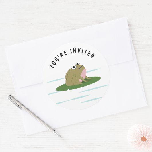 "Du bist eingeladen" Toad Frog Runder Aufkleber (Umschlag)