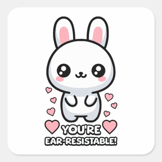 Du bist erstaunlich! Niedlich Bunny Pub Cartoon Quadratischer Aufkleber (Vorderseite)