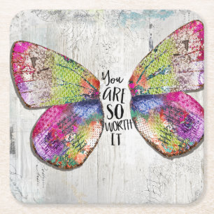 Du bist es so wert rechteckiger pappuntersetzer