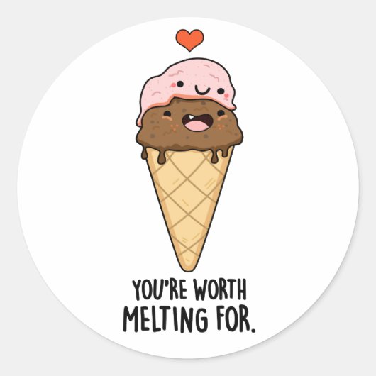 Du bist es wert, für einen sonnigen Eiscremepun zu Runder Aufkleber (Vorderseite)