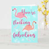 Du bist Flocking Fabulous Flamingo Birthday Karte (Gelbe Blume)
