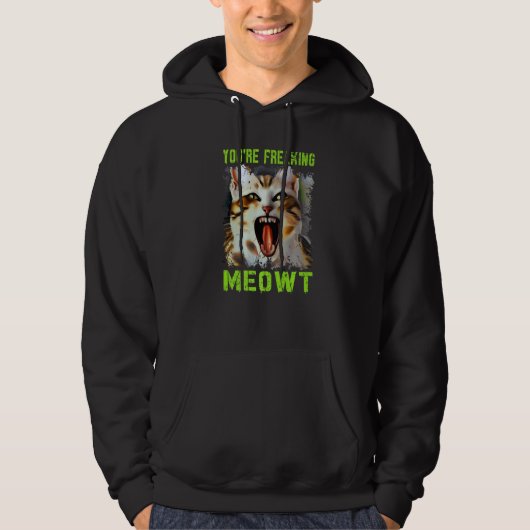 Du bist Freaking Meowt Cat Meme Meow Pun Cat 3 Hoodie (Vorderseite)