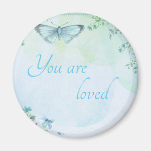 "Du bist geliebt" Blue Butterfly Magnet