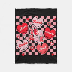 Du bist geliebt, würdig genug Candy Heart Lehrer V Fleecedecke