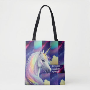 Du bist genug Erinnerungs-Sparkling-Weißes Einhorn Tasche