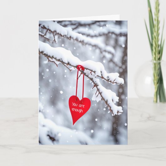 Du bist genug rotes Herz Karte (Vorderseite)