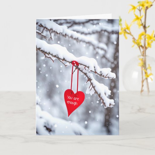 Du bist genug rotes Herz Karte (Gelbe Blume)