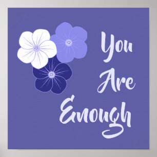 "Du bist genug" violette Blumen drucken Poster