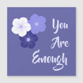 "Du bist genug" violette Blumen Magnetkarte (Vorderseite)