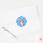 Du bist glücklich! Ginger Tabby Cat White Writing Runder Aufkleber (Umschlag)