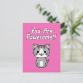 Du bist glücklich! Gray Tabby Cat Postkarte (Stehend Vorderseite)