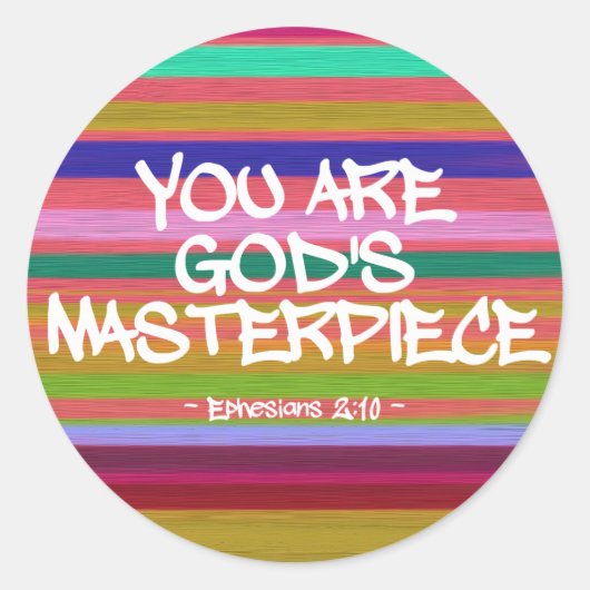 Du bist Gottes Meisterwerk Ephesians Zitat Runder Aufkleber (Vorderseite)