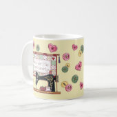 Du bist Gottes Werkstatt Nähmaschine Tasse (Vorderseite Links)