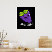 Du bist Grape Funny Fruit Pun Dark BG Poster (Küche)