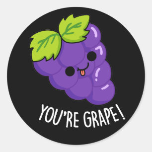 Du bist Grape Funny Fruit Pun Dark BG Runder Aufkleber