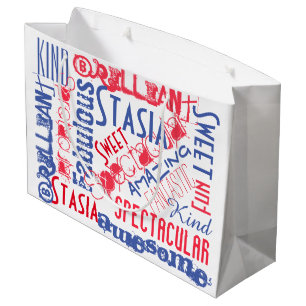 Du bist großartig! Rot Weiß und Blau Personalisier Große Geschenktüte