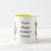 Du bist immer der Affe. Zweifarbige Tasse (Mittel)