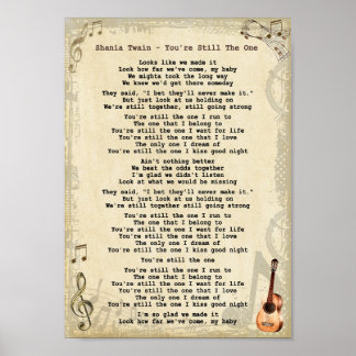 Du bist immer noch die einzige Song Lyric Gitarre  Poster