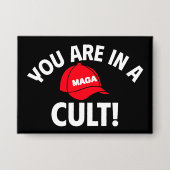 Du bist in einem Kult! | Bold Red Hat Button (Vorderseite)