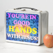 Du bist in guten Händen mit Jesus! Metall Brotdose (Beispiel)