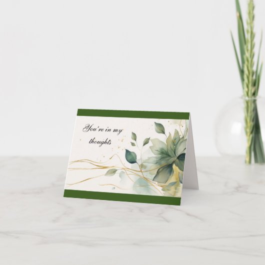 "Du bist in meinen Gedanken" 4"x5,6" leere Note Ka Dankeskarte (Vorderseite)
