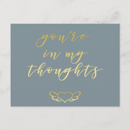 Du bist in meinen Gedanken - Blue & Gold Brush Scr Postkarte (Vorderseite)