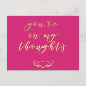 Du bist in meinen Gedanken - Gold Herzensanfall Postkarte (Vorderseite)