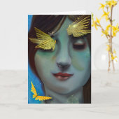 Du bist in meinen Gedanken | Hübsche Dame Karte (Gelbe Blume)