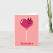 Du bist in meiner rosa Lollypop-Herz-Liebe Karte (Vorderseite)