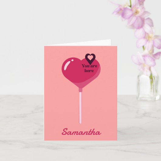 Du bist in meiner rosa Lollypop-Herz-Liebe Karte (Orchidee)