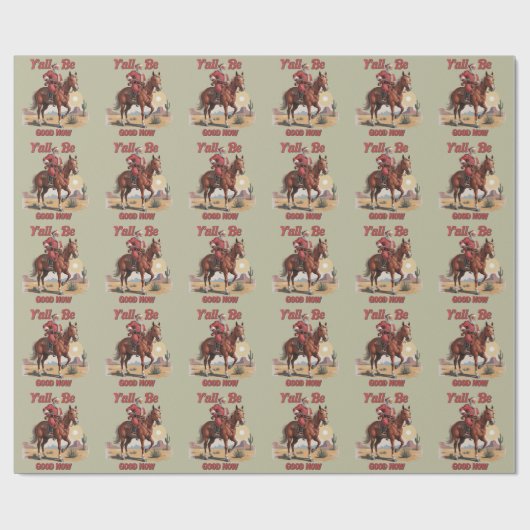 Du bist jetzt alle gut, lustig Weihnachtsmann Cowb Geschenkpapier (Flach)