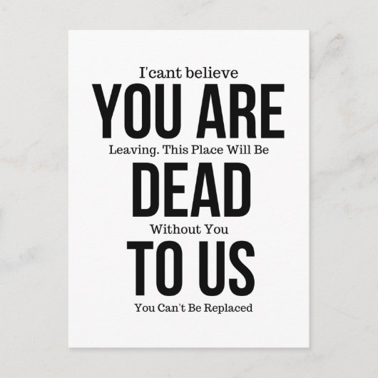 Du bist jetzt tot, Kollege FarewelL Postkarte (Vorderseite)