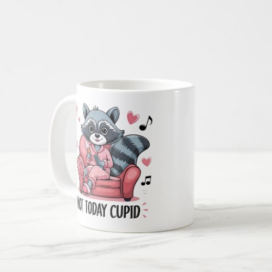 Du bist komisch, ich Behalt dir, Funny Raccoon und Kaffeetasse (Vorderseite Links)
