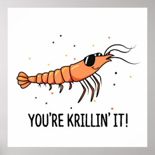 Du bist Krillin It Funny Krill Pun Poster