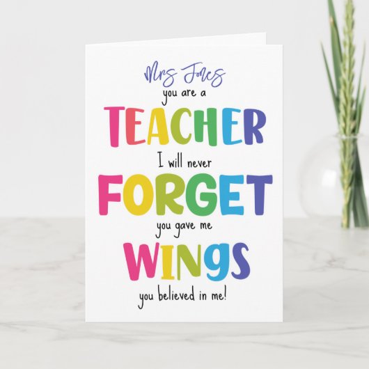 Du bist Lehrer und ich werde nie die Karte vergess (Vorderseite)