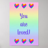 Du bist liebte Regenbogenherzen Poster (Vorne)