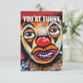 Du bist lustig... farbiger Clown mit traurigen Aug Karte (Stehend Vorderseite)