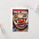 Du bist lustig... farbiger Clown mit traurigen Aug Karte (Vorderseite/Rückseite Beispiel)