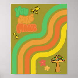 Du bist Magie - Retro Pilz Poster