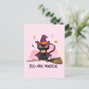 Du bist magisch - Hexenkatze auf einem Zimmer Postkarte