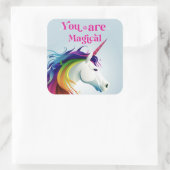Du bist magisch quadratischer aufkleber (Tasche)