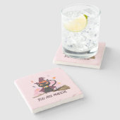 Du bist magische Hexenkatze Steinuntersetzer (Seitenansicht)