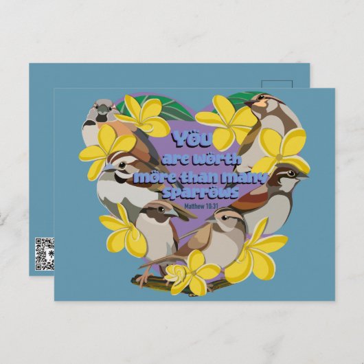 Du bist mehr wert als viele Spatzen Postkarte (Vorne/Hinten)