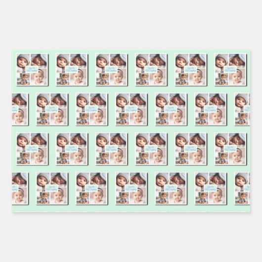 Du bist mein Baby-Alles-Foto auf Grün Geschenkpapier Set (Vorderseite)