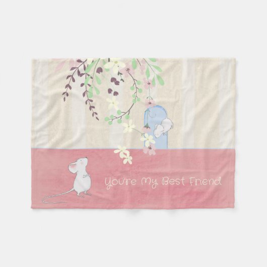 Du bist mein bester Freund, White Mäuse Custom Fleecedecke (Vorderseite (Horizontal))