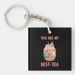 Du bist mein bester Kawaii Boba Bubble Tee schwarz Schlüsselanhänger