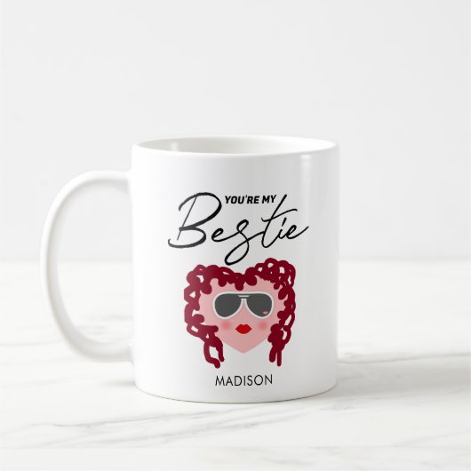 Du bist mein Bestie Funny Best Friend Herzname Kaffeetasse (Links)