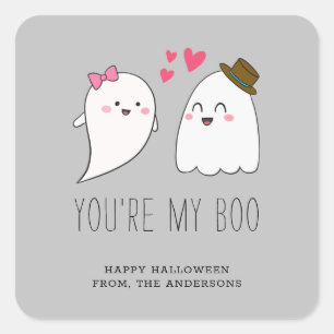 Du bist mein Boo Halloween Kawaii Ghost Niedlich G Quadratischer Aufkleber