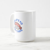 Du bist mein Ebi-Ding blauer Text Sushi Kaffeetasse (Vorderseite Links)